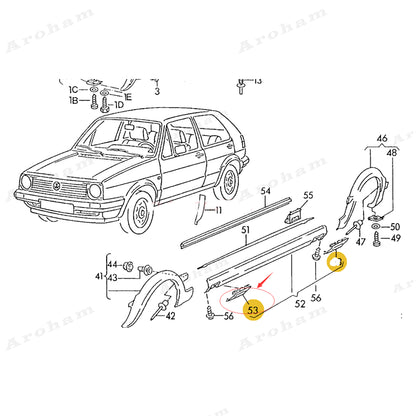 191853917 191 853 917 191 853 917 Pour Vw Golf 2 Mk2 Jetta Gti Grand pare-chocs jupe latérale Jack Flap avant/arrière/gauche/droite 90 points de spécification modèles de couverture Cills